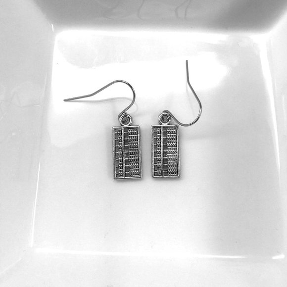 Miniature Abacus Learning Math Lovers School Gift Charm Earrings - Picture 3 of 3